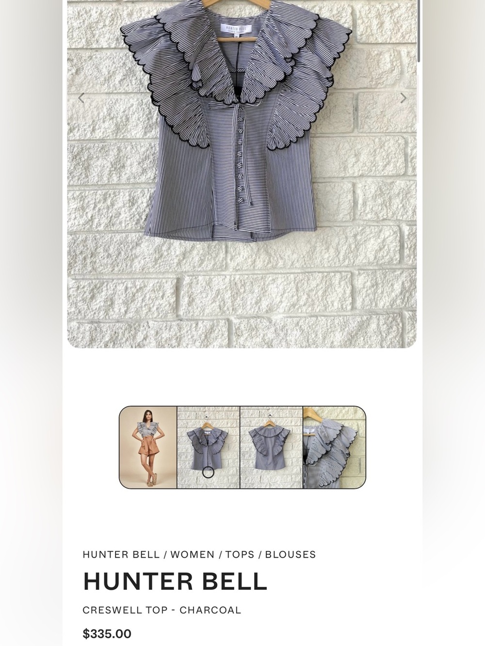 Hunter Bell Creswell Top In Charcoal - Size XS